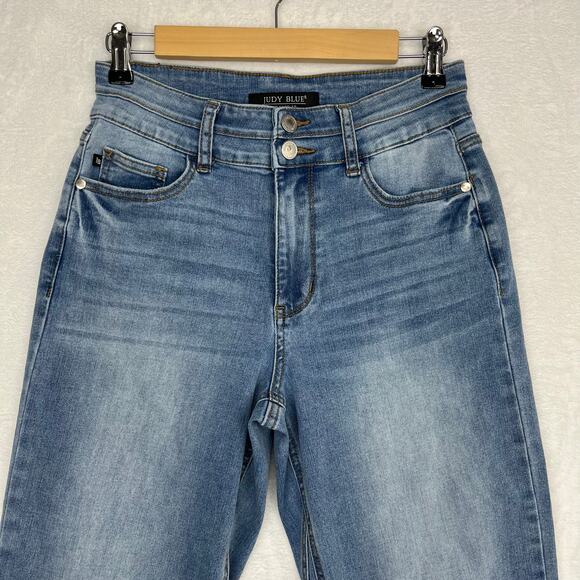 Judy Blue Wide Leg Crop Jeans Sz 5/27 Light Wash Blue Cooling Denim JB88616 High - Picture 3 of 15